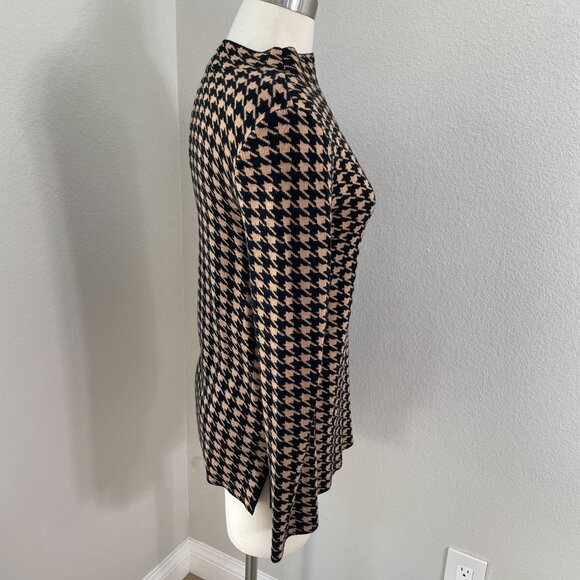 Ann Taylor Womens Small Petite Brown Black Houndstooth Mock Neck Sweater - Picture 4 of 10